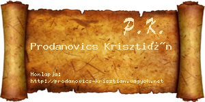 Prodanovics Krisztián névjegykártya